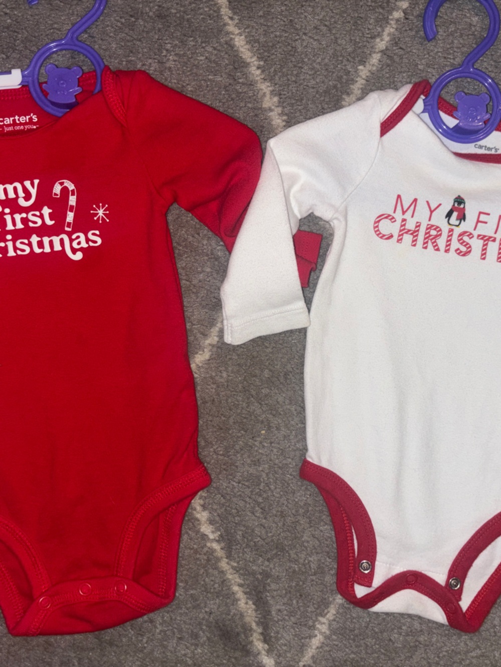 Carter's Red and White "My First Christmas" Holiday One-Pieces